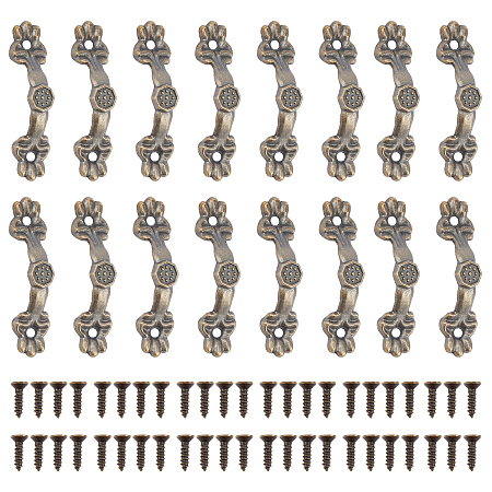 CHGCRAFT Flower Wooden Box Pull Handle, Cabinet Door Handle Furniture Pull, with Iron Screws Findings, Antique Bronze, 120pcs/set