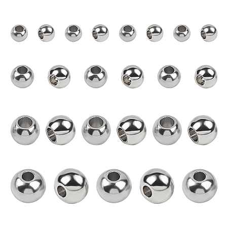 Unicraftale 304 Stainless Steel Spacer Beads, Round, Stainless Steel Color, 3~6x2~5mm, Hole: 1~2.5mm; 400pcs/box