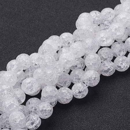 Arricraft Synthetic Crackle Quartz Beads Strands, 128 Facets, Round, White, 10mm, Hole: 1mm, about 40pcs/strand, 16 inches