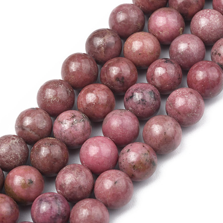 ARRICRAFT Natural Rhodonite Round Bead Strands, 10mm, Hole: 1mm, about 40pcs/strand, 15.7 inches