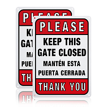 Globleland UV Protected & Waterproof Aluminum Warning Signs, Please Keep Gate Closed Sign, Red, 250x180x1mm, Hole: 4mm