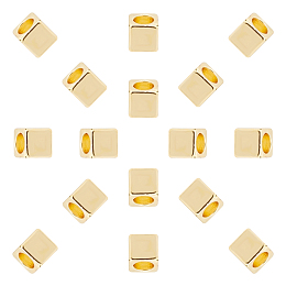 SUPERFINDINGS Brass Spacer Beads, Cube, Golden, 5x5x5mm, Hole: 3.3mm; 50pcs/box