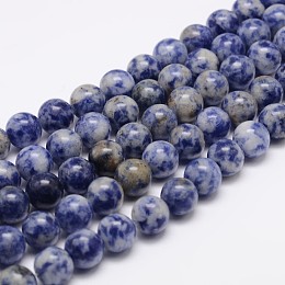 Arricraft Natural Blue Spot Jasper Bead Strands, Round, 8mm, Hole: 1mm, about 48pcs/strand, 15.5 inches