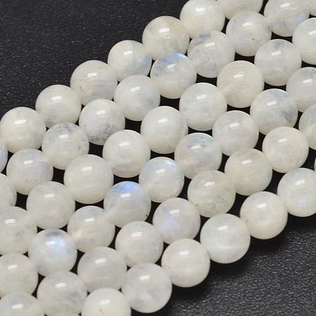 ARRICRAFT Round Grade A Natural Moonstone Bead Strands, 7.5mm, Hole: 1mm, about 53pcs/strand, 15.5 inches