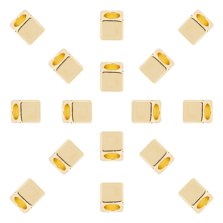 SUPERFINDINGS Brass Spacer Beads, Cube, Golden, 5x5x5mm, Hole: 3.3mm; 50pcs/box