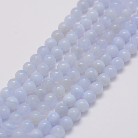 Arricraft Natural Blue Lace Agate Bead Strands, Grade AB, Round, 8mm, Hole: 1mm, about 50pcs/strand, 15.3 inches(39cm)