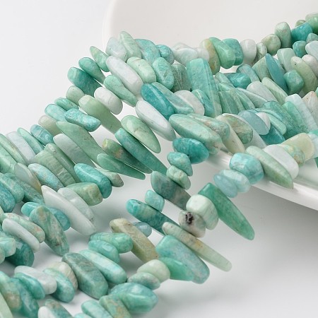 Arricraft Nuggets Natural Amazonite Bead Strands, 14~45x5~10x5~10mm, Hole: 1mm, about 43~90pcs/strand, 14.9 inches~15.7 inches