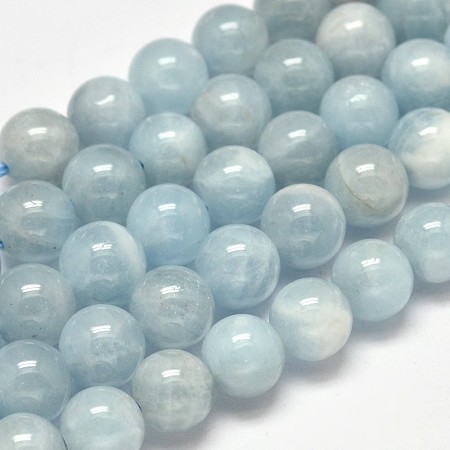 ARRICRAFT Round Grade AB Natural Aquamarine Beads Strands, 8mm, Hole: 1mm, about 49pcs/strand, 15.5 inches