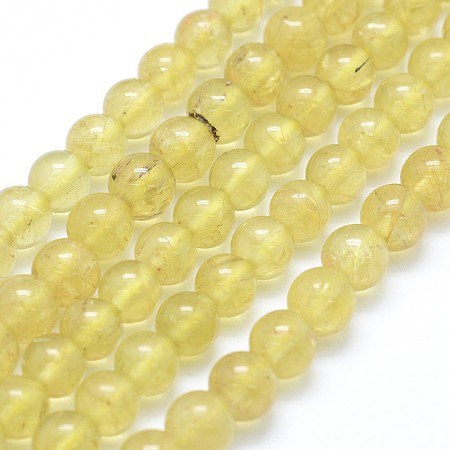 ARRICRAFT Natural Yellow Apatite Beads Strands, Round, 6mm, Hole: 0.8mm, about 66pcs/strand, 15.75 inches(40cm)
