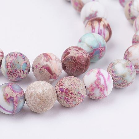 Arricraft Natural Imperial Jasper Beads Strands, Dyed, Round, Plum, 8.5mm, Hole: 1mm, about 48pcs/strand, 15.35 inches(39cm)