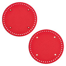 PANDAHALL ELITE PU Leather Flat Round Bag Bottom, for Knitting Bag, Women Bags Handmade DIY Accessories, Red, 181x9.5mm, Hole: 4.5mm