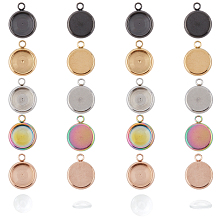 Unicraftale DIY Pendants Making Kits, include Vacuum Plating 304 Stainless Steel Pendant Cabochon Settings and Transparent Glass Cabochons, Flat Round, Mixed Color, Settings: 13x10.5x3mm, Hole: 1.8mm, Tray: 8mm, 30pcs/box