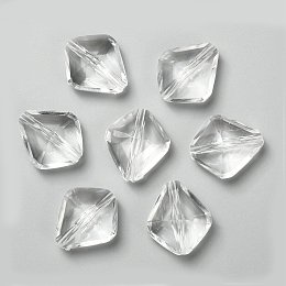 Honeyhandy Transparent Acrylic Beads, Faceted Rhombus, Clear, 23mm long, 20mm wide, 10mm thick, hole: 2mm, about 267pcs/500g