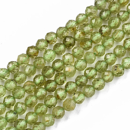 Arricraft Natural Peridot Beads Strands, Faceted, Round, 3.5mm, Hole: 0.7mm, about 112pcs/strand, 15.35 inches(39cm)