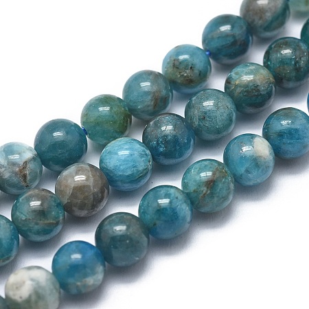 ARRICRAFT Natural Apatite Beads Strands, Grade AB, Round, 6mm, Hole: 1mm, about 68pcs/strand, 14.9 inches(38cm)