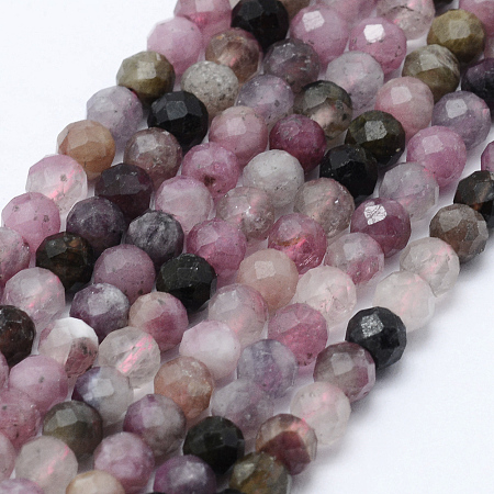 ARRICRAFT Natural Tourmaline Beads Strands, Faceted, Round, 3mm, Hole: 0.5~0.6mm, about 144~151pcs/strand, 15.3~15.7 inches(39~40cm)