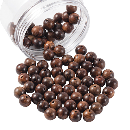 Olycraft Natural Wood Beads, Round, Coconut Brown, 10mm, Hole: 1mm