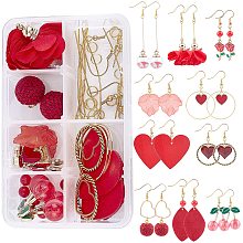 SUNNYCLUE DIY Dangle Earring Making Kits, with Alloy Pendants, Sheepskin Leather Pendants, Glass Globe Pendants, Acrylic Pendants, Wood Pendants, Brass Earring Hooks, Golden, 38x2x1.5mm, Hole: 1.5mm