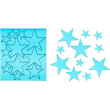 Acrylic Mirror Wall Stickers, with Adhesive Back, for Home Living Room Bedroom Decoration, Star, Light Sky Blue, 27~60x28.5~63.5x1mm, 22pcs/set