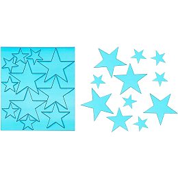 Acrylic Mirror Wall Stickers, with Adhesive Back, for Home Living Room Bedroom Decoration, Star, Light Sky Blue, 27~60x28.5~63.5x1mm, 22pcs/set