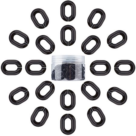 GORGECRAFT Acrylic Linking Rings, Quick Link Connectors, For Jewelry Chains Making, Oval, Black, 19x14x4.5mm, Hole: 11x5.5mm; 100pcs/box