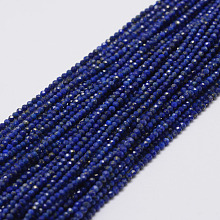 Arricraft Natural Lapis Lazuli Beads Strands, Round, Faceted, 2mm, Hole: 0.5mm, about 197pcs/strand, 15.7 inches(40cm)