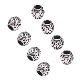 Unicraftale 316 Stainless Steel European Beads, Large Hole Beads, Barrel, Antique Silver, 8.5x8.5mm, Hole: 4.5mm; 10pcs/box