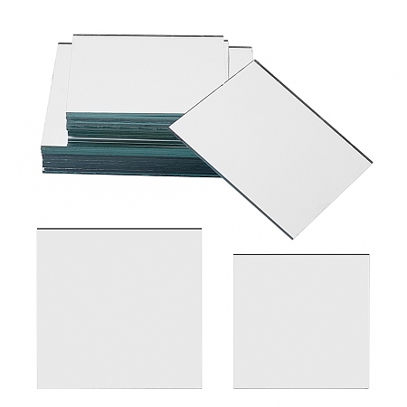 Square Shape Glass Mirror, for Folding Compact Mirror Cover Molds, White, 76~100x76~100x1.5mm; 20pcs/set