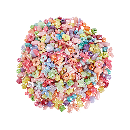Chgcraft Opaque Acrylic Beads, AB Color Plated, Faceted Clover, Mixed Color, 300g/bag