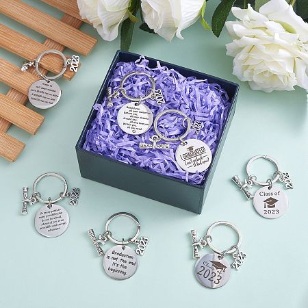 Arricraft 9 Sets Graduation Gift Stainless Steel Keychains Ring For Recent Graduates, Stainless Steel Color, 2.5cm