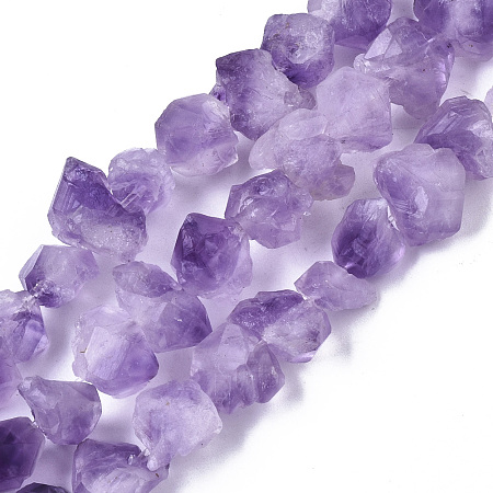 Arricraft Raw Rough Natural Amethyst Beads Strands, Nuggets, 6~11x10~16x6~10mm, Hole: 1.2mm, about 43pcs/strand, 15.35 inches(39cm)