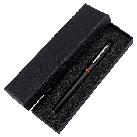 Kraft Paper Pen Box, with Sponge, Gift Packaging Boxes for Pen, Rectangle, Black, 18.3x5.3x2.5cm