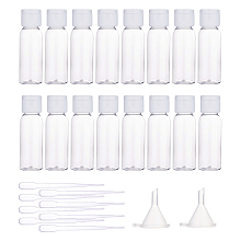 Transparent Flip Cap Round Shoulder Plastic Bottle, with Dropper and Funnel Hopper, Clear, 8.5cm; Capacity: 30ml, 32pcs/set