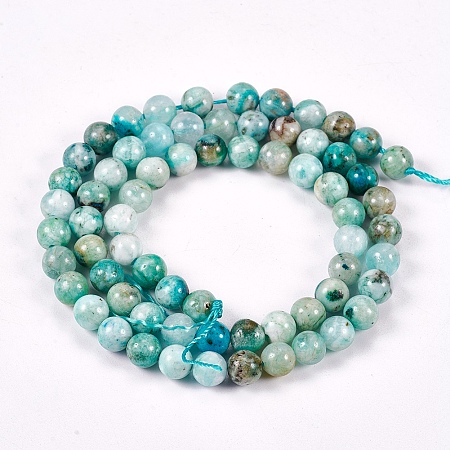 ARRICRAFT Natural Gemstone Hemimorphite Round Beads Strands, Dyed, Cyan, 6mm, Hole: 1mm, about 66pcs/strand, 15.74 inches
