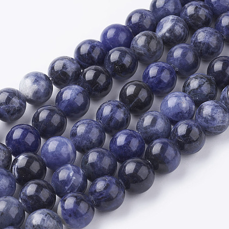 ARRICRAFT Natural Sodalite Beads Strands, Grand A, Round, 10mm, Hole: 1mm