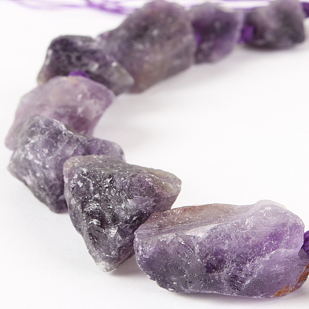 Arricraft Natural Gemstone Amethyst Rough Nuggets Bead Strands, 13~40x10~26x10~23mm, Hole: 2mm, about 14~19pcs/strand, 16.54 inches