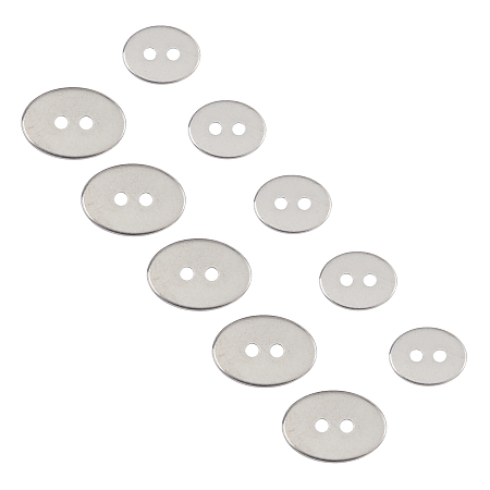 Unicraftale 304 Stainless Steel Buttons, Oval, 2-Hole, Stainless Steel Color, 200pcs/box