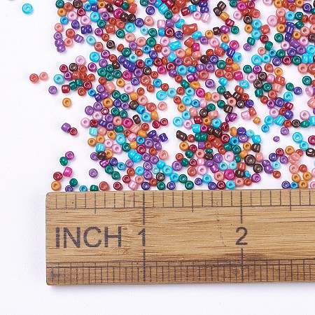 Honeyhandy 12/0 Baking Paint Glass Seed Beads, Mixed Color, 1.5~2x1.5mm, Hole: 0.5~1mm, about 3300pcs/50g