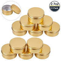 BENECREAT 12 Pack 2.7 OZ Tin Cans Screw Top Round Aluminum Cans Screw Containers Tins with Lids- Great for Store Spices, Candies, Tea or Gift Giving (Gold)