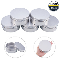 BENECREAT 5 Pack 8.5 OZ Tin Cans Screw Top Round Aluminum Cans Screw Lid Containers - Great for Store Spices, Candies, Tea or Gift Giving (Platinum)