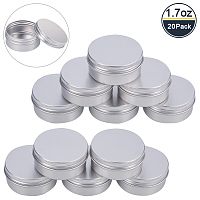 BENECREAT 20 Pack 1.7 OZ Tin Cans Screw Top Round Aluminum Cans Screw Lid Containers - Great for Store Spices, Candies, Tea or Gift Giving (Platinum)