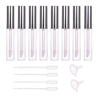 BENECREAT 8PCS 5ML Empty Lip Gloss Containers Tubes with Silver Lids Brush Tip Applicator Wand, Funnel, Eye Dropper and Rubber Inserts for DIY Cosmetic Lip Gloss Makeup