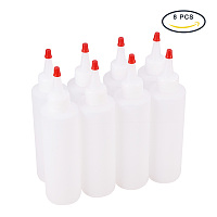 Pandahall Elite 6oz 8 Pack Plastic Squeeze Bottles with Red Tip Caps for Crafts, Art, Glue, Multi Purpose