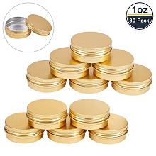 BENECREAT 30 Pack 1 OZ Tin Cans Screw Top Round Aluminum Cans Screw Containers Tins with Lids- Great for Store Spices, Candies, Tea or Gift Giving (Gold)