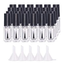 BENECREAT 24PCS 5ml Empty Nail Polish Bottles Transparent Glass Nail Varnish Bottles with Brushes, 5PCS Funnel Hopper