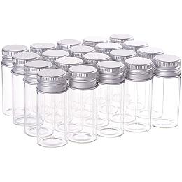 BENECREAT 20 Pack 10ml/0.33oz Glass Bottles Sample Vials with Screwed Aluminum Caps for Wishing Message Bottle, Sample Liquid, Arts & Crafts, Wedding Favors Decorations