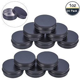 BENECREAT 30 Pack 1 OZ Tin Cans Screw Top Round Aluminum Cans Screw Containers Tins with Lids- Great for Store Spices, Candies, Tea or Gift Giving (Black)