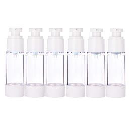 BENECREAT 6PCS 30ml Empty Airless Pump Bottles Refillable Plastic Vacuum Pump Press Bottles for Lotion Perfume Essential Oil Foundation Liquid Toner