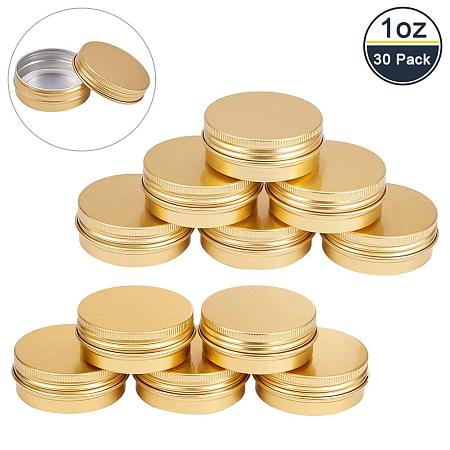 BENECREAT 30 Pack 1 OZ Tin Cans Screw Top Round Aluminum Cans Screw Containers Tins with Lids- Great for Store Spices, Candies, Tea or Gift Giving (Gold)