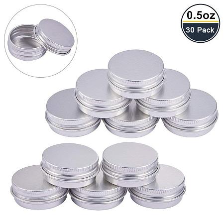 BENECREAT 30 Pack 0.5 OZ Tin Cans Screw Top Round Aluminum Cans Screw Lid Containers - Great for Store Spices, Candies, Tea or Gift Giving (Platinum)